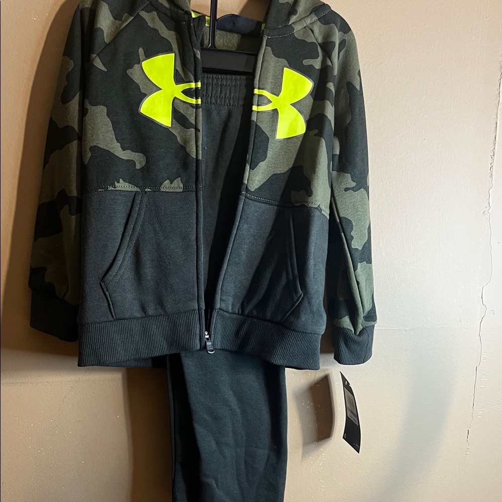 Under Armour Black & Camo Hoodie Set with Neon Yellow Logo